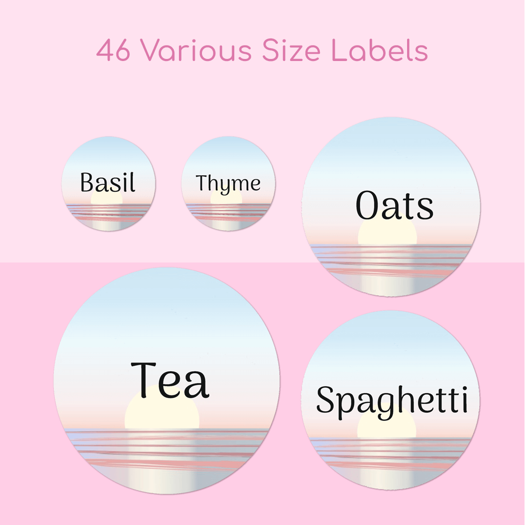 Sunrise over the Sea Pantry Labels