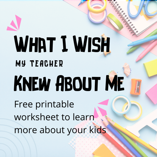 What I Wish My Teacher Knew About Me - Worksheet