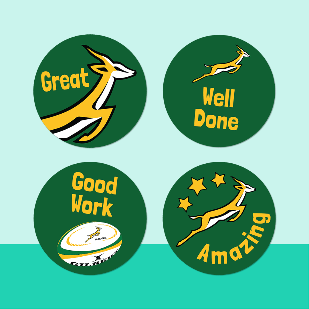Springbok Labeled Springbok Rugby Reward Stickers for Teachers | Sports Team Merit Labels ...
