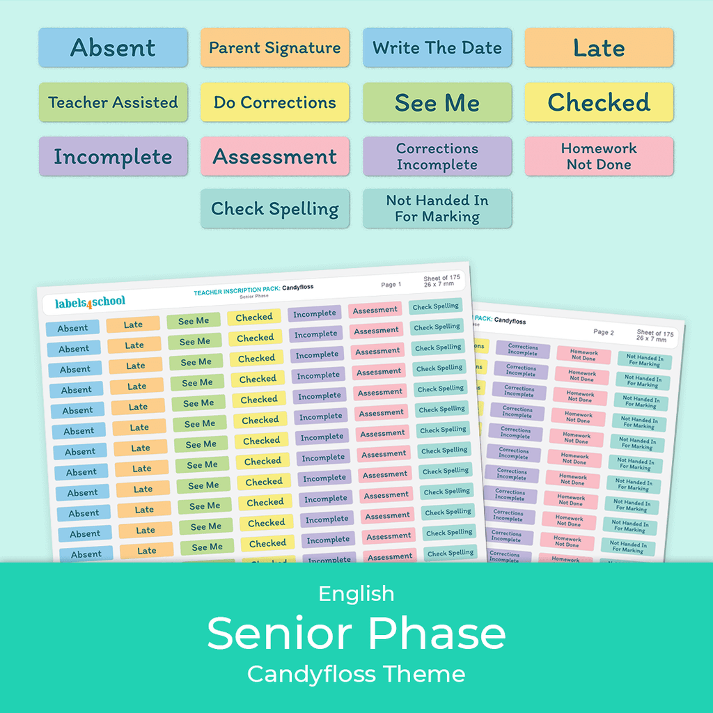 Teacher Instruction Stickers - Senior Phase