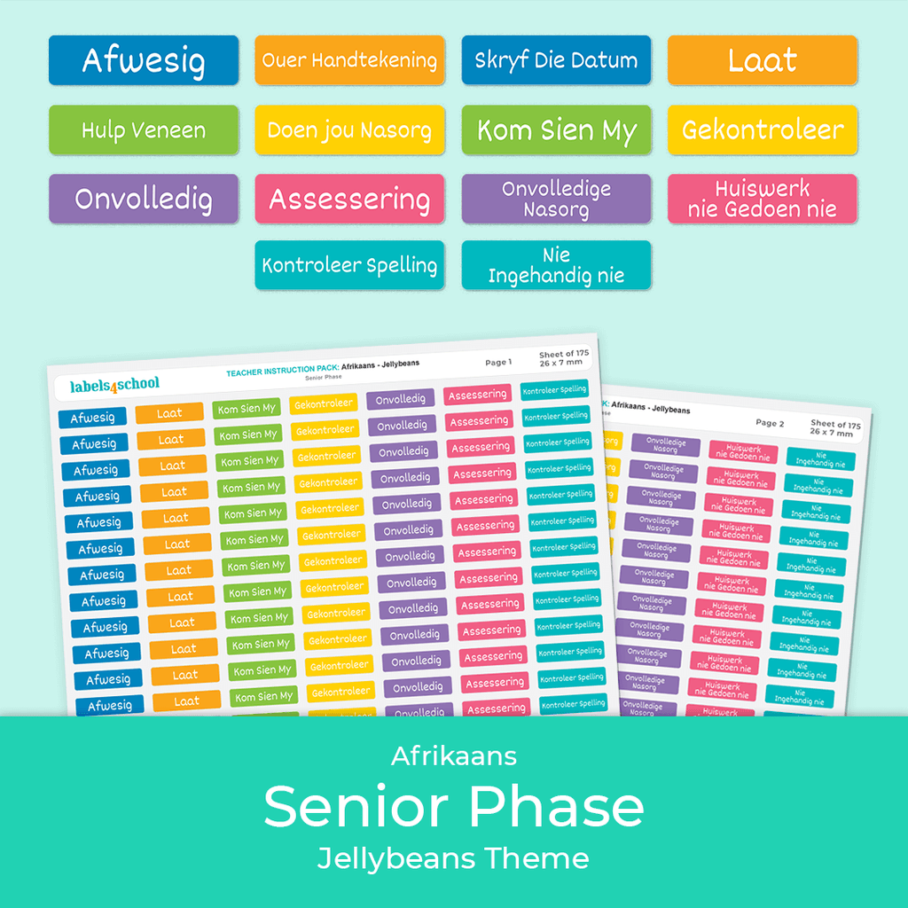 Teacher Instruction Stickers - Senior Phase