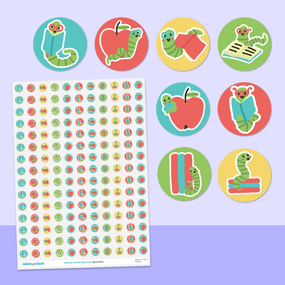 Bookworms Mini Dot Stickers - 165 Reward Stickers | Labels4school ...