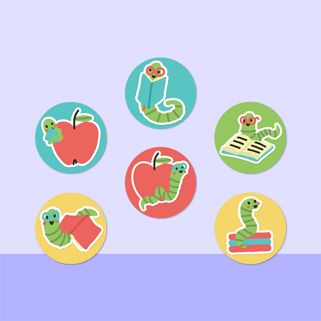 Bookworms Mini Dot Stickers - 165 Reward Stickers | Labels4school ...