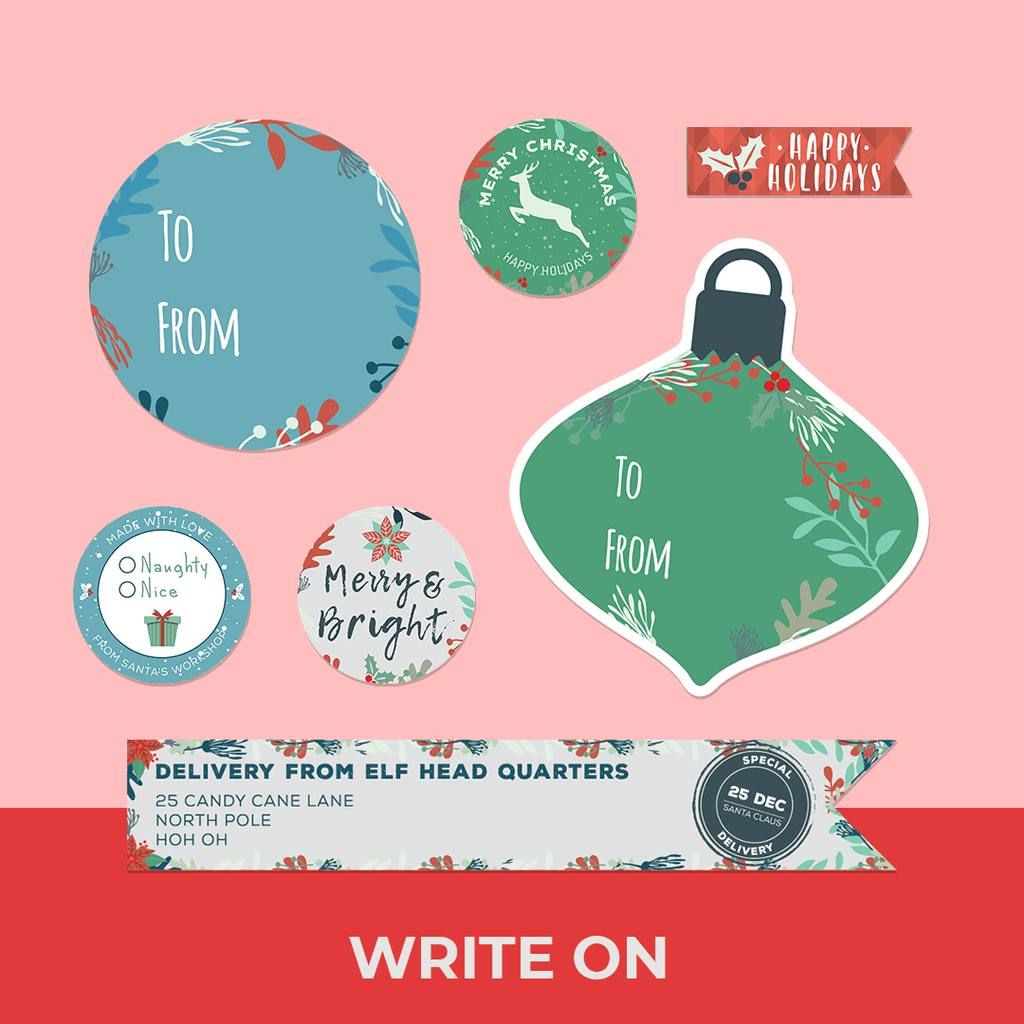 Christmas Florals Colour - Name Tags