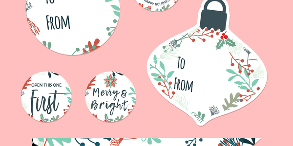 Christmas Florals White - Name Tags