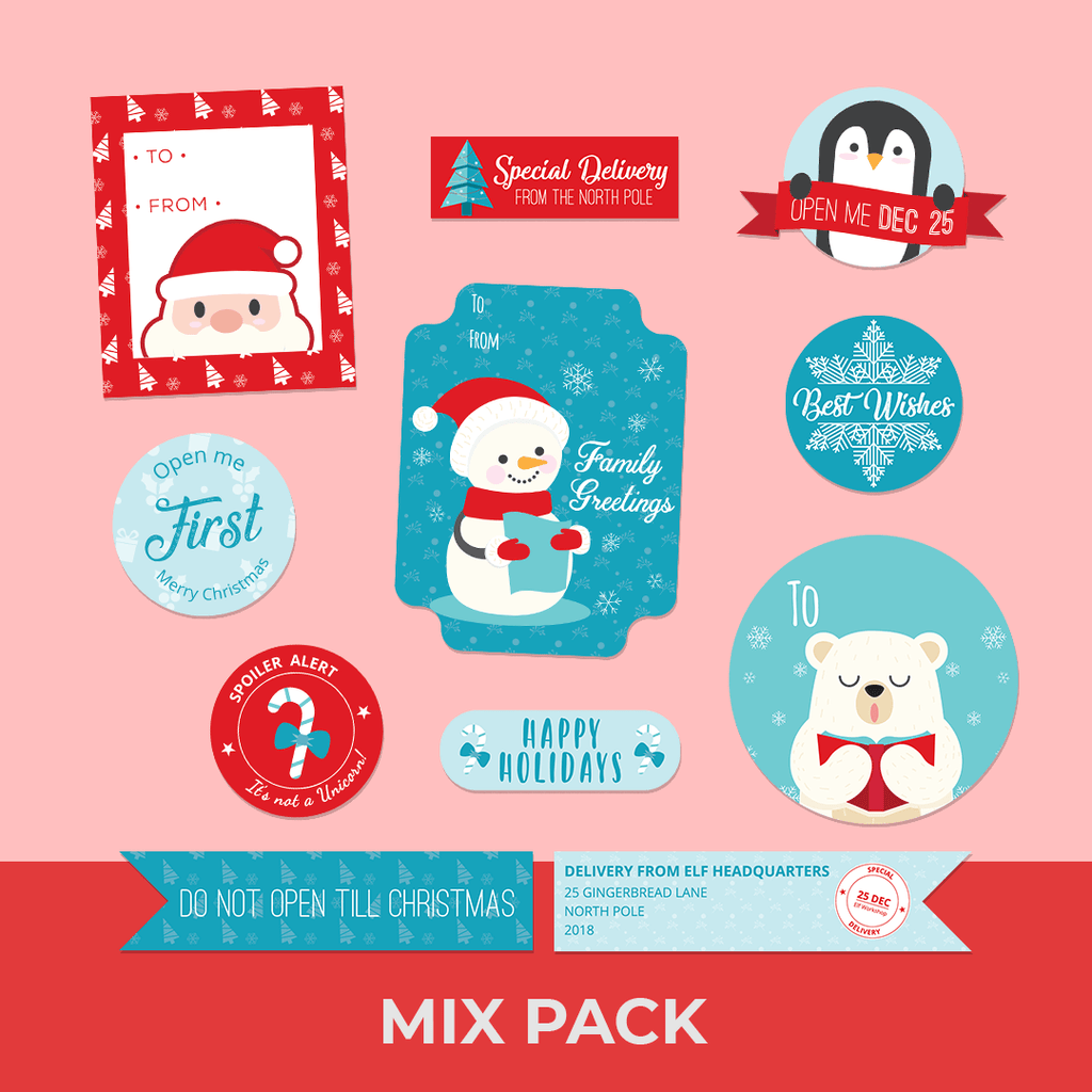 Christmas Funky Mix Pack - Name Tags