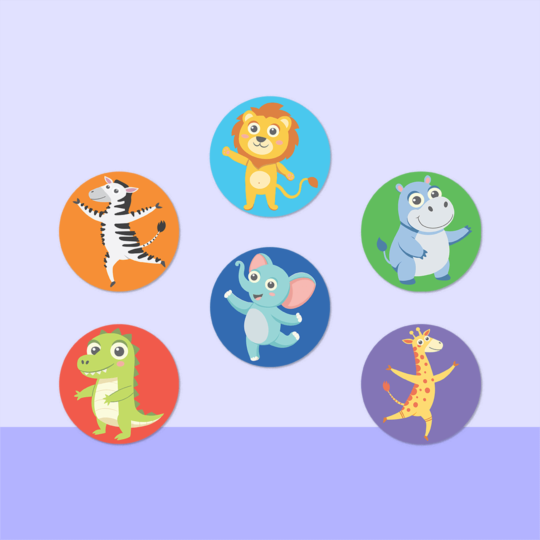 Dancing Animals Mini Dot Stickers - 165 Reward Stickers | Labels4school ...
