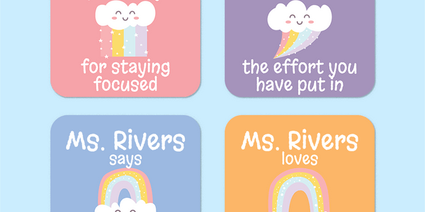 Personalised Happy Rainbows Merit Stickers