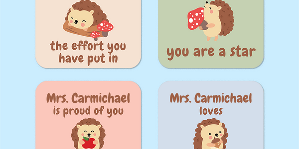 Personalised Hedgehogs Merit Stickers