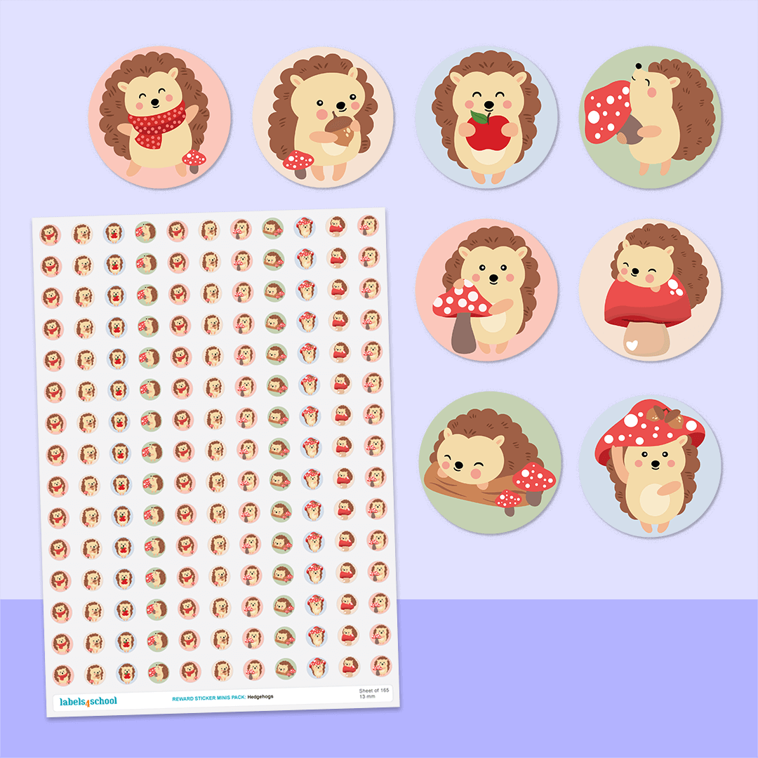 Hedgehogs Mini Dot Stickers - 165 Reward Stickers | Labels4school ...
