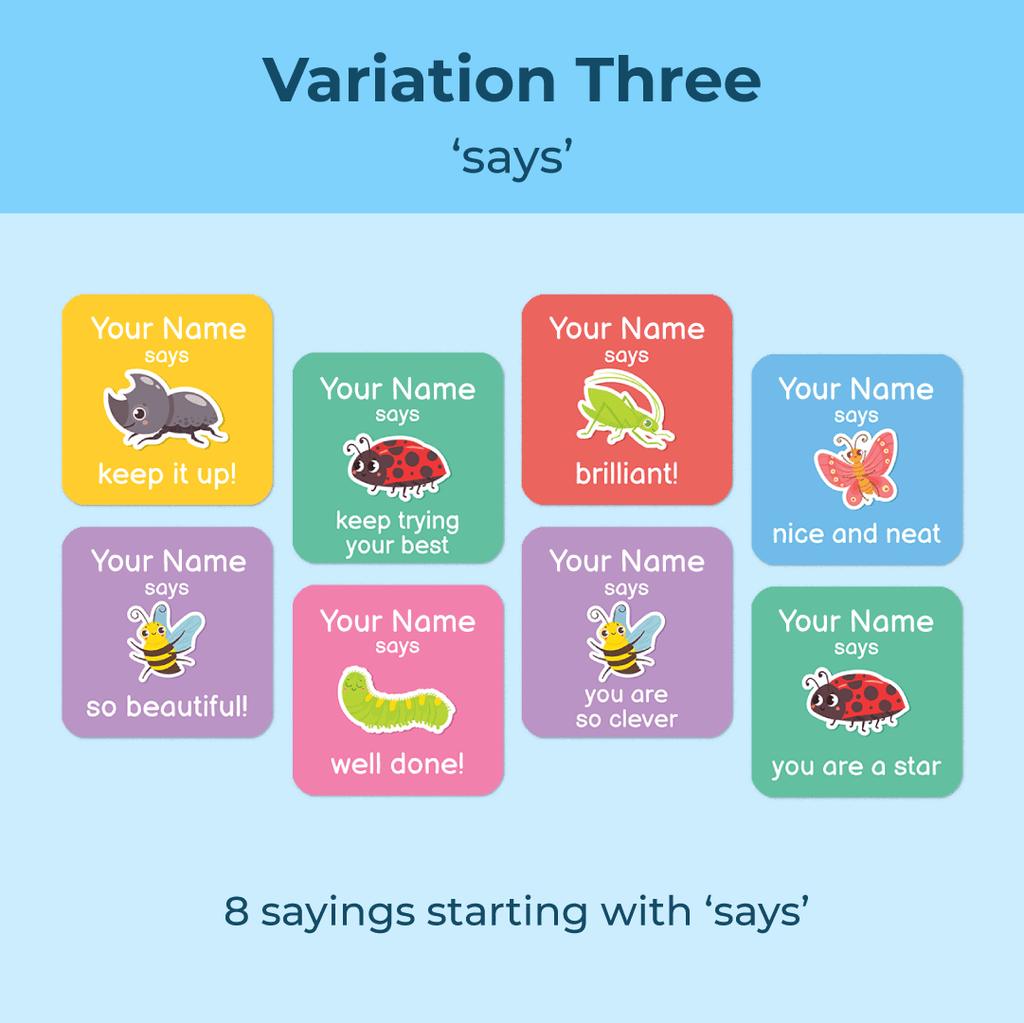 Personalised Insects Merit Stickers