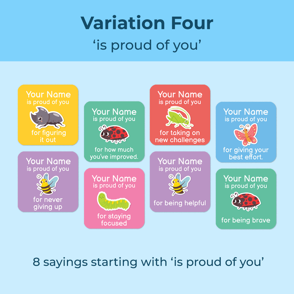 Personalised Insects Merit Stickers