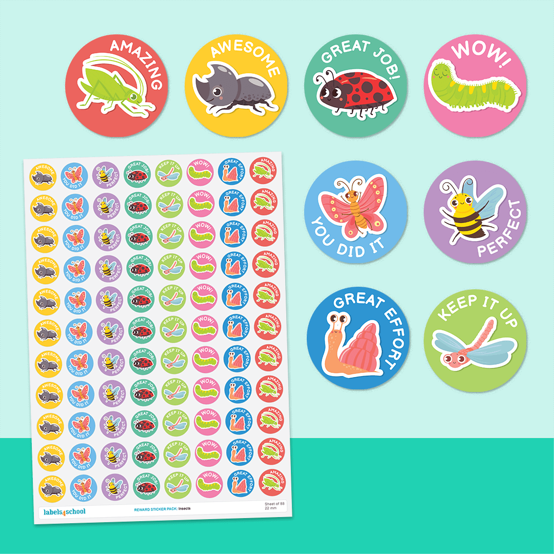 Insects Merit Stickers - 176 Reward Stickers | Labels4school ...