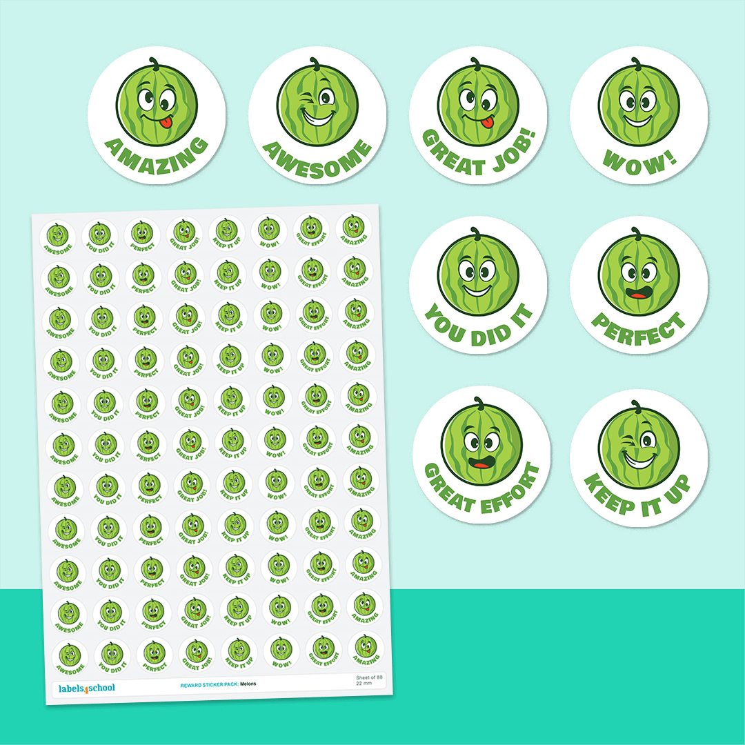 Melons Merit Stickers - 176 Reward Stickers | Labels4school – Labels4School