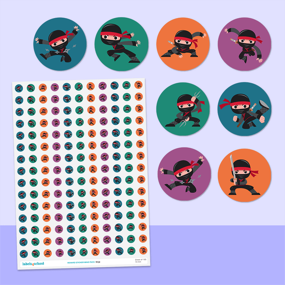 Library Ninja Sticker Ninjas Mini Dot Stickers - 165 Reward Stickers | Labels4school ...