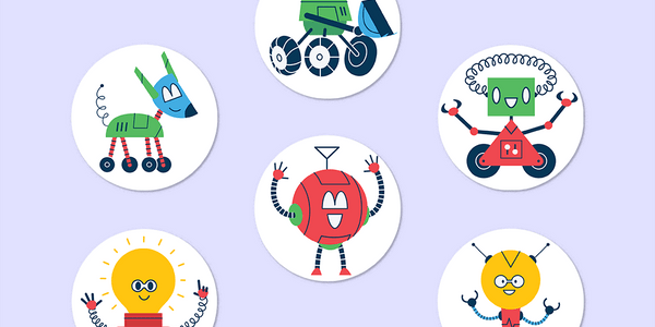 Robots Mini Dot Stickers