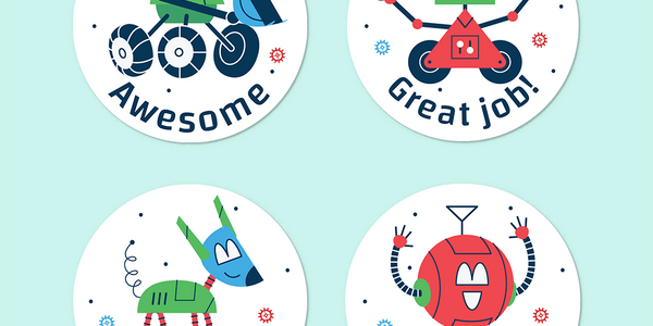 Robots Merit Stickers
