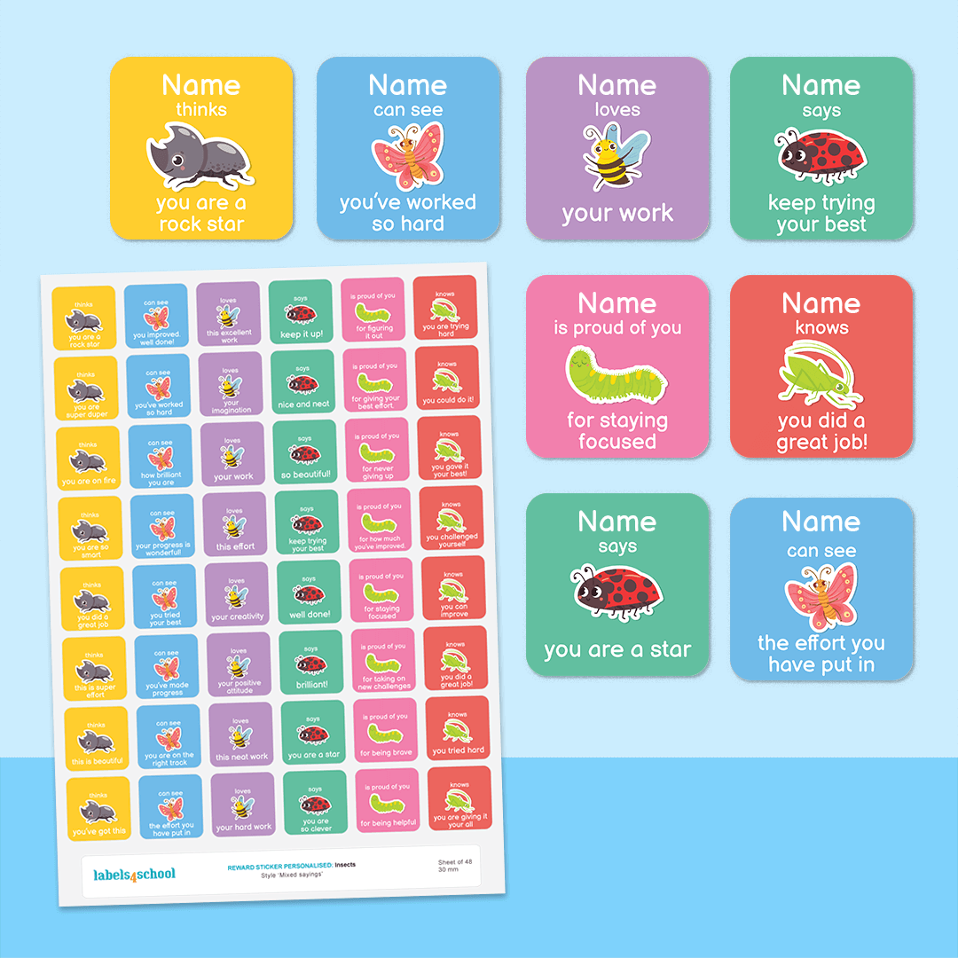 Insect Names Stickers Personalised Insects Merit Stickers – Labels4School