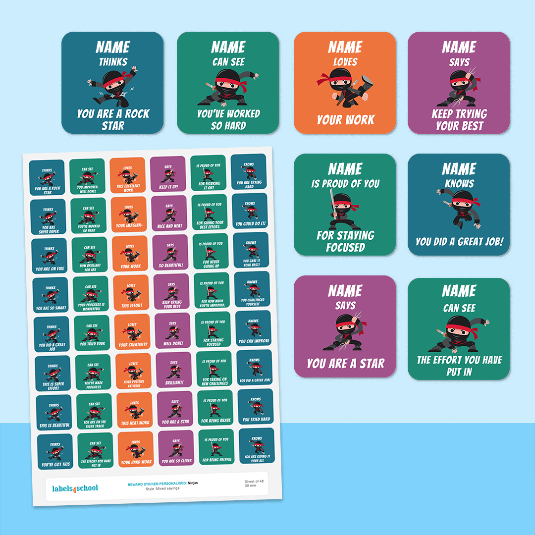 Library Ninja Sticker Personalised Ninjas Merit Stickers – Labels4School