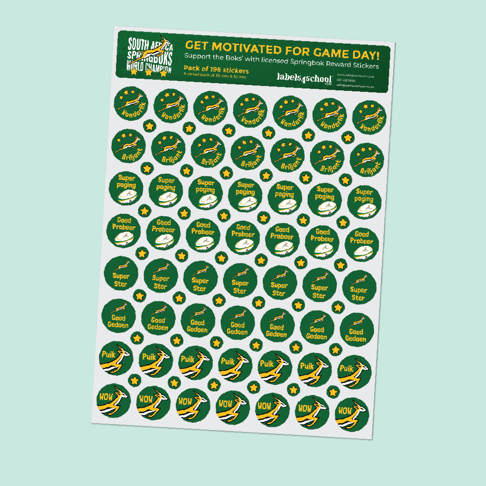 Springbok Printable Labels Springbok Rugby Reward Stickers for Teachers | Sports Team Merit Labels ...