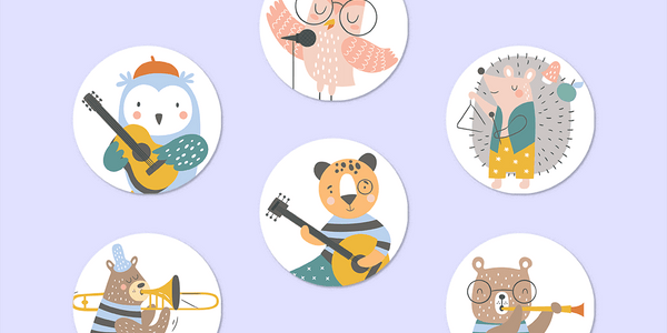 Musical Animals Mini Dot Stickers