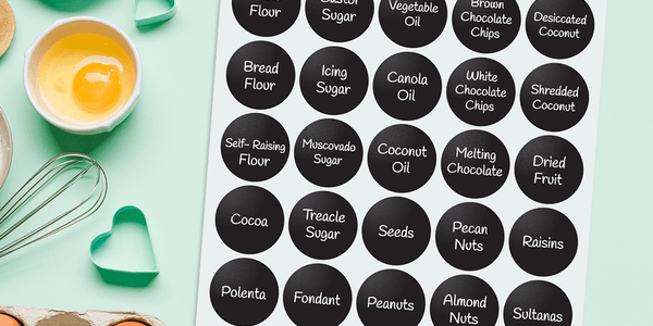 Black Chalky Pantry Labels - Baking