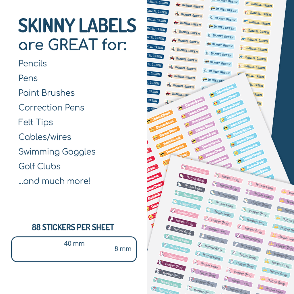 Colour Skinny Labels - Designer themes