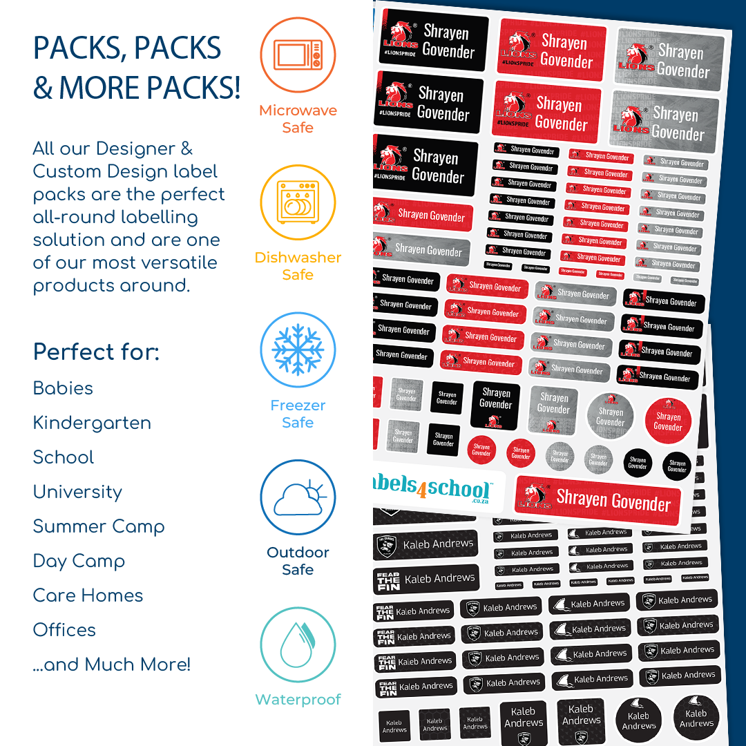Licensed Sports Teams - Multi-purpose pack 138 labels | Labels4school ...
