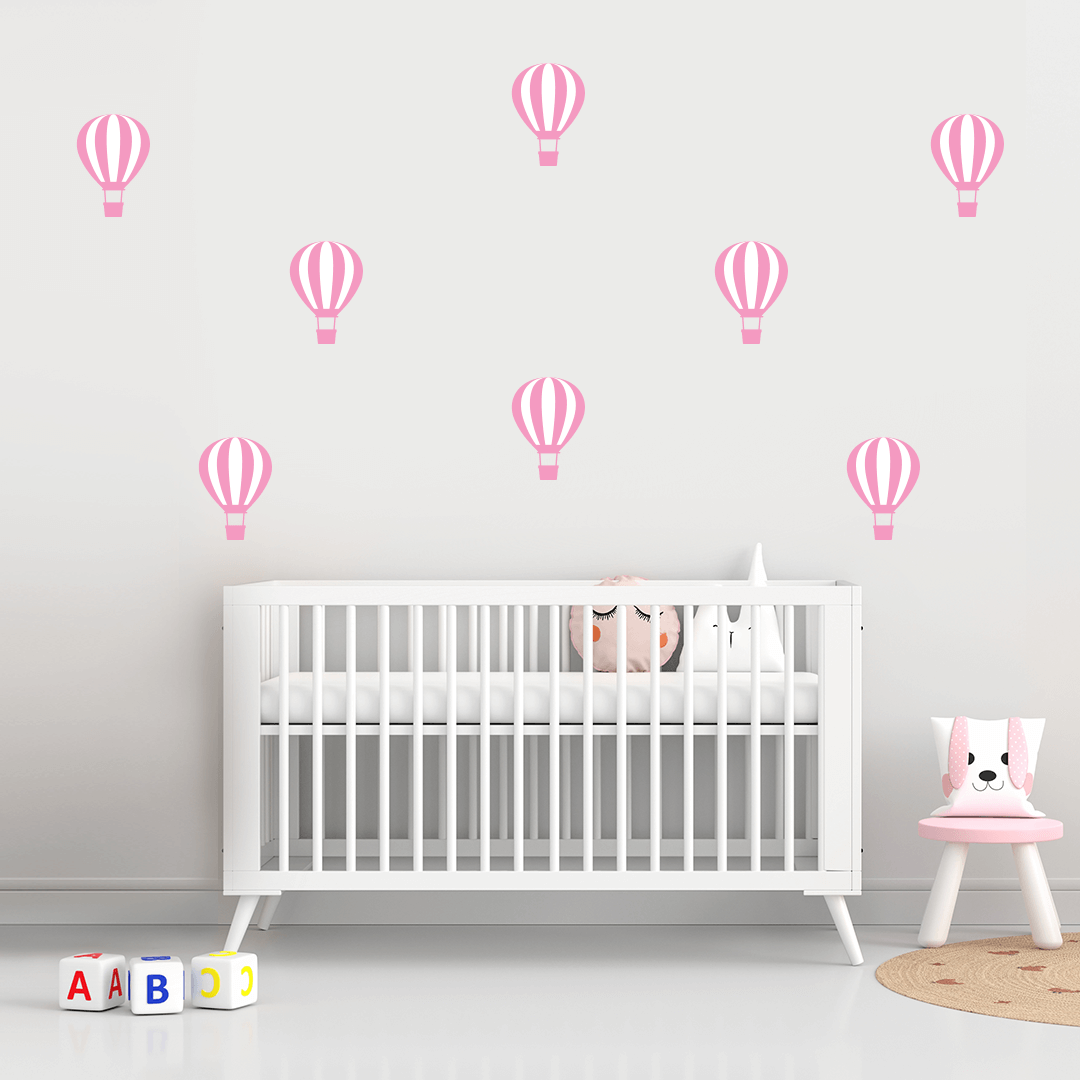 Hot Air Balloon Pattern – Pink wall decal room stickers | Labels4school ...