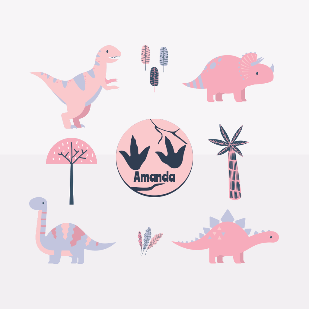 Dino World Scene - Pink