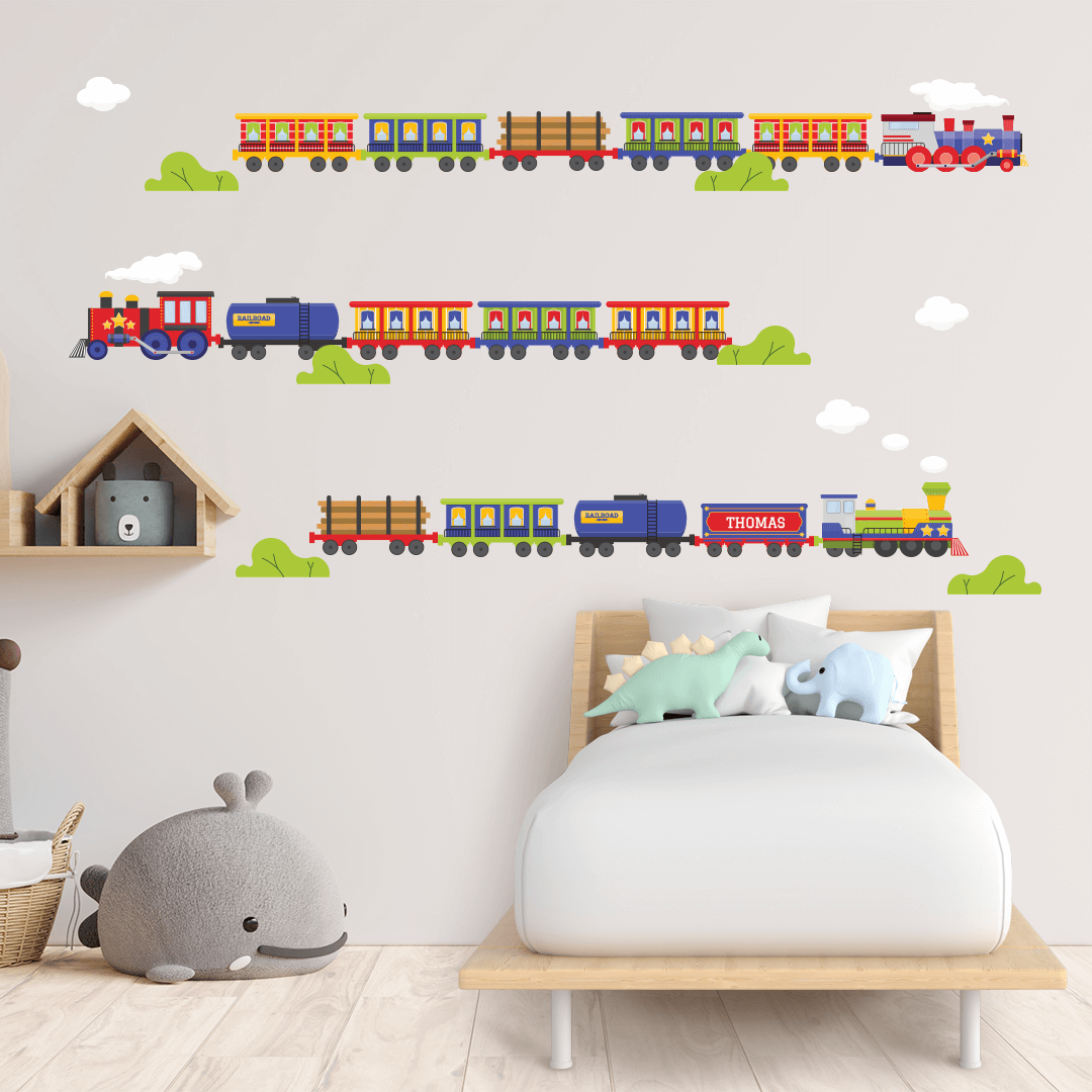 Name Train Sticker Trains custom wall decal room stickers | Labels4school – Labels4School